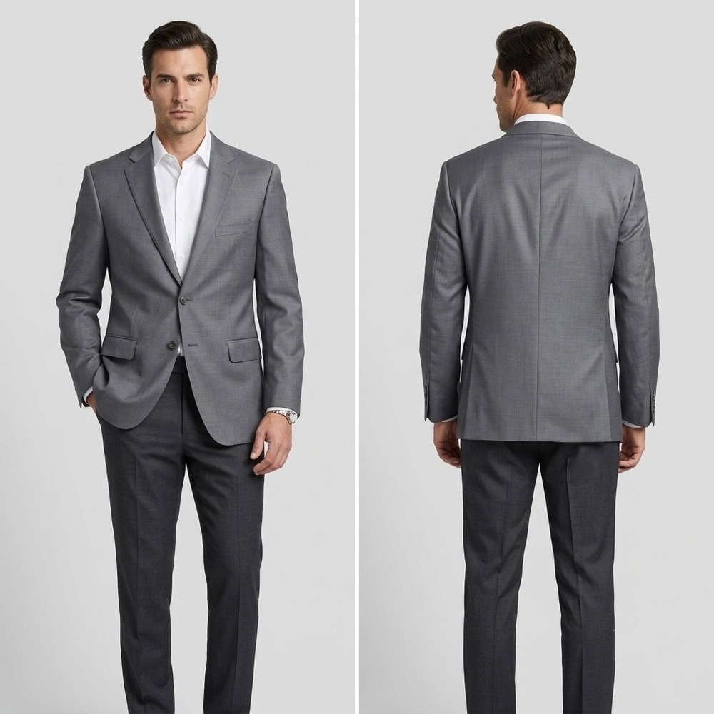 Enzo Tovare Italy Mens 40R Gray Blazer Super 150s Virgin Wool 2 Button Jacket
